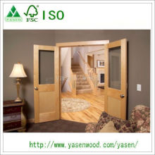 Glazed Wood Panel Maple Veneer Wooden Door
